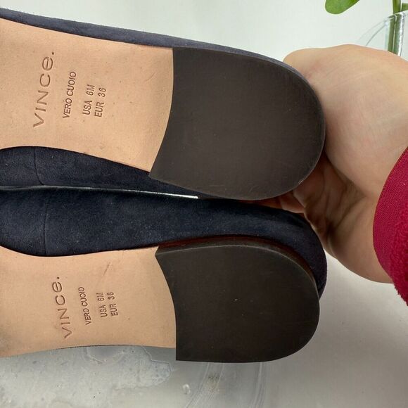 Vince Womens Brette Smoking Flats Loafers Slip On Blue Suede Leather Size 6 M - Picture 12 of 16